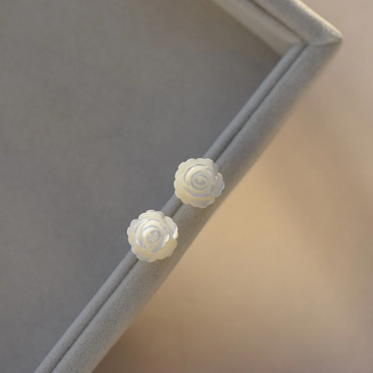 Mother of Pearl Flower Stud Earrings