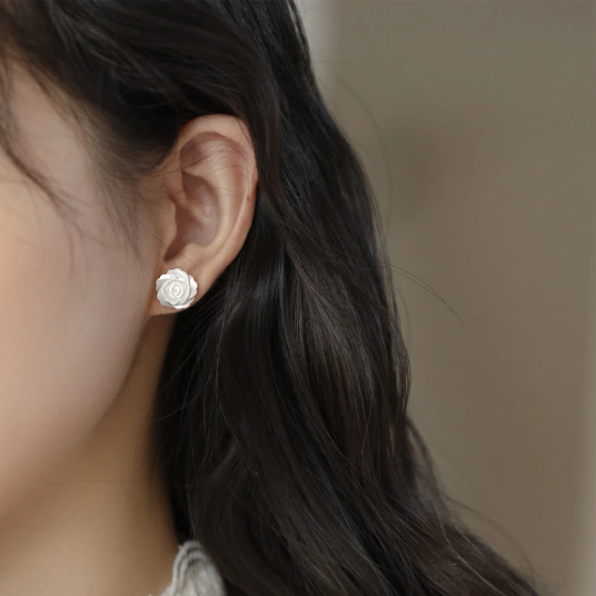 Mother of Pearl Flower Stud Earrings