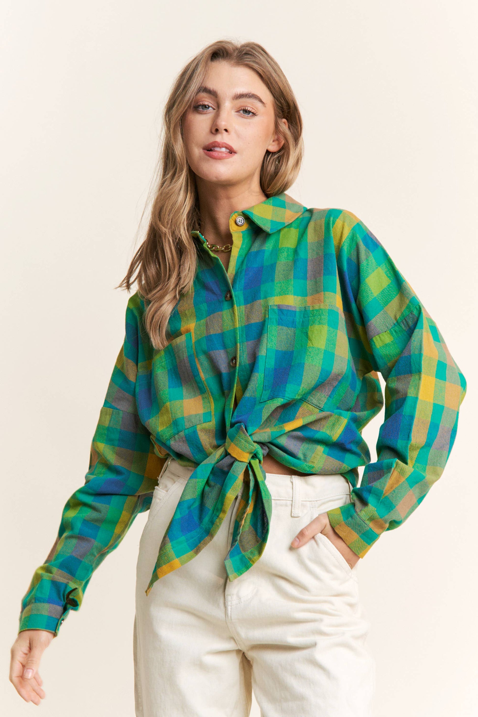 Doria Boyfriend Plaid Button Down Shirt | Uniquely Claudia Boutique