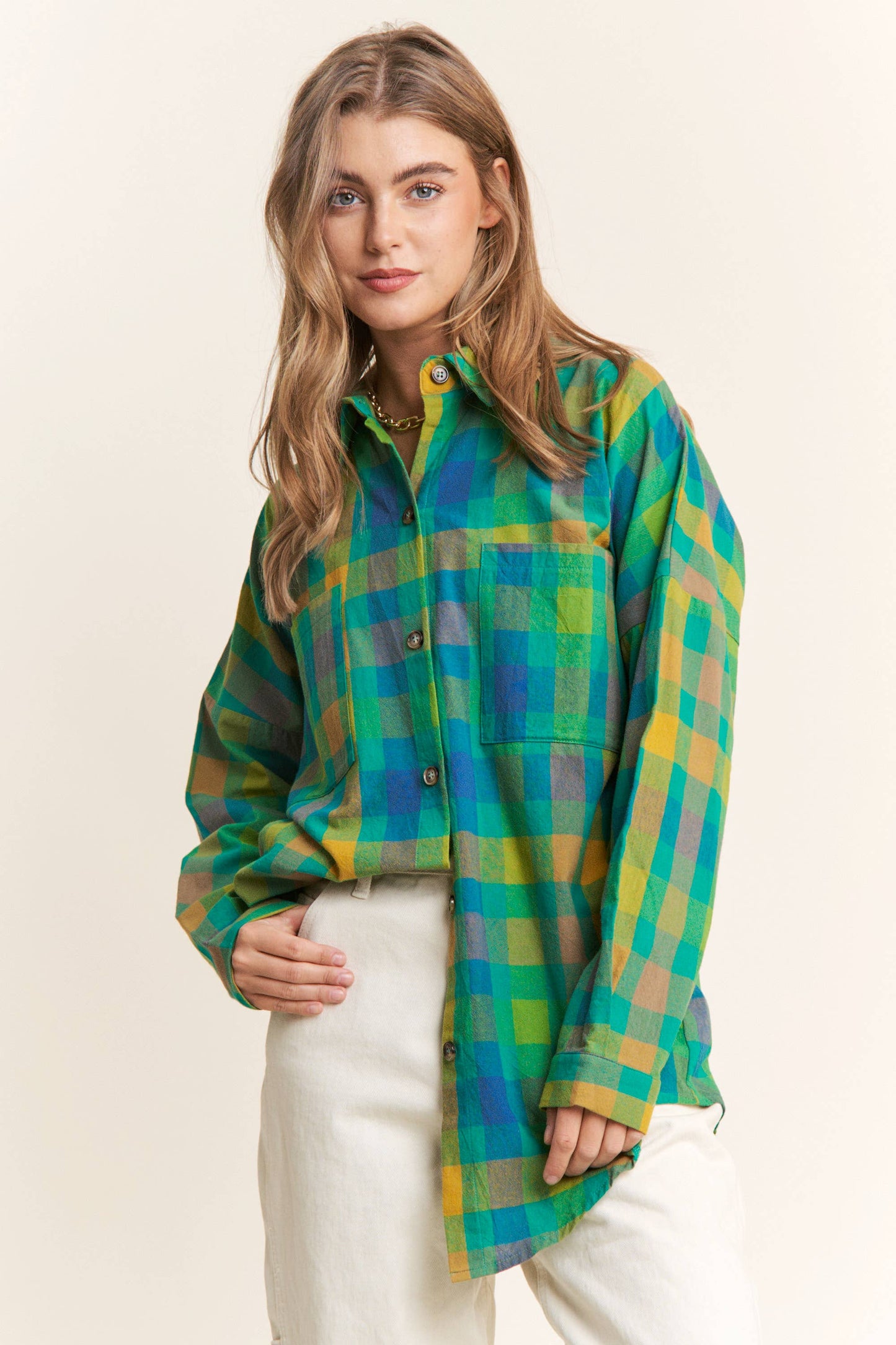Doria Boyfriend Plaid Button Down Shirt | Uniquely Claudia Boutique