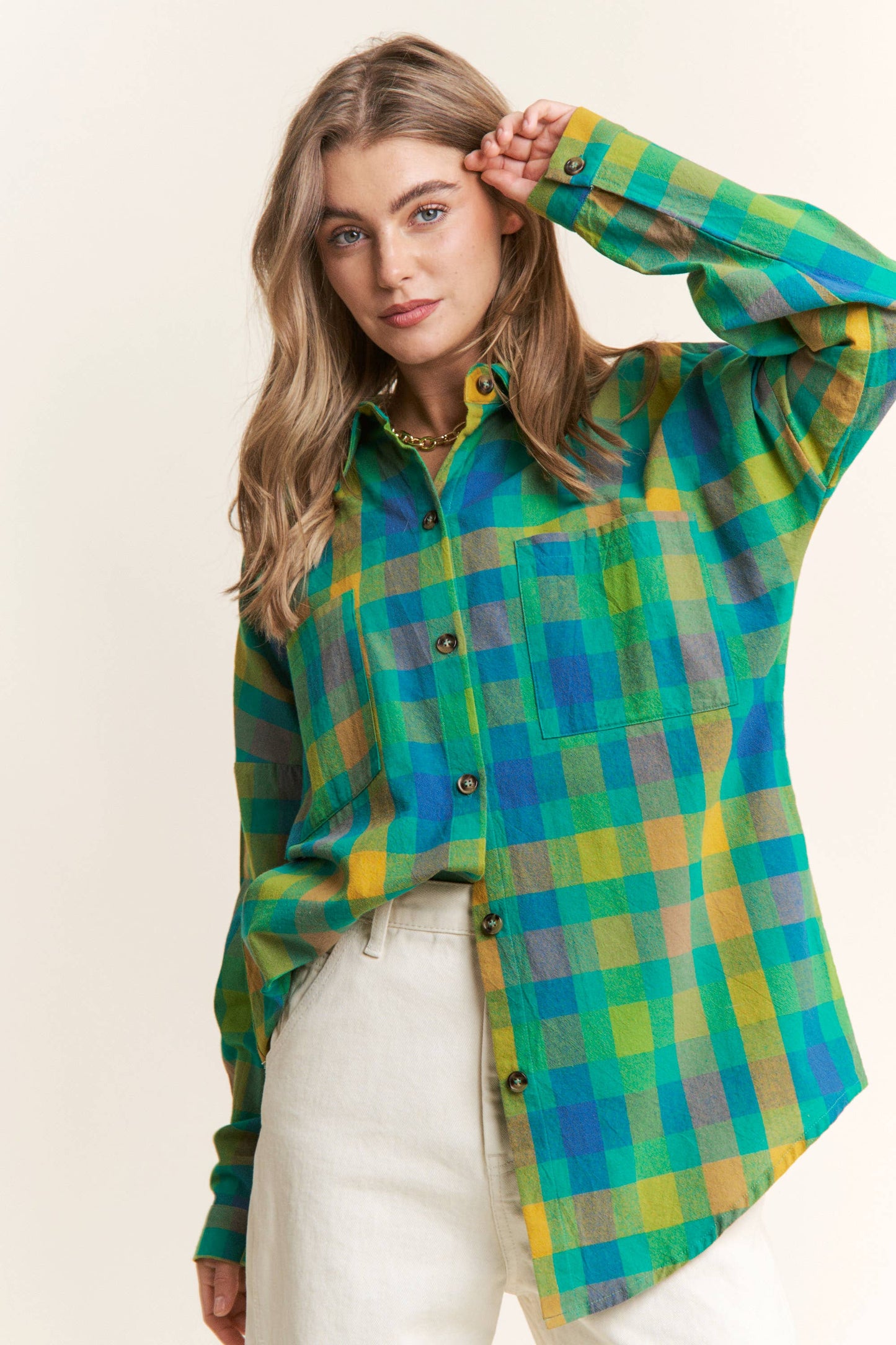 Doria Boyfriend Plaid Button Down Shirt | Uniquely Claudia Boutique