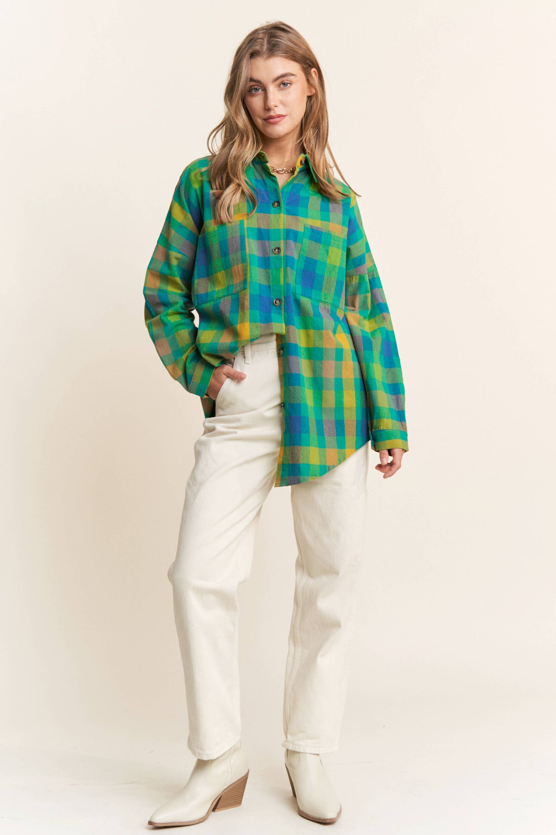 Doria Boyfriend Plaid Button Down Shirt | Uniquely Claudia Boutique