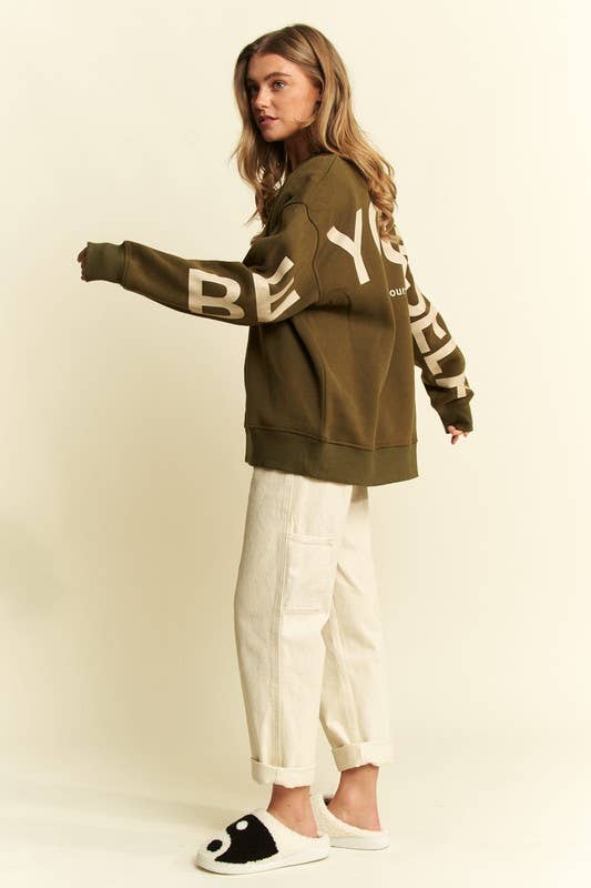 Love Yourself Oversized Brown Sweatshirt - Uniquely Claudia Boutique