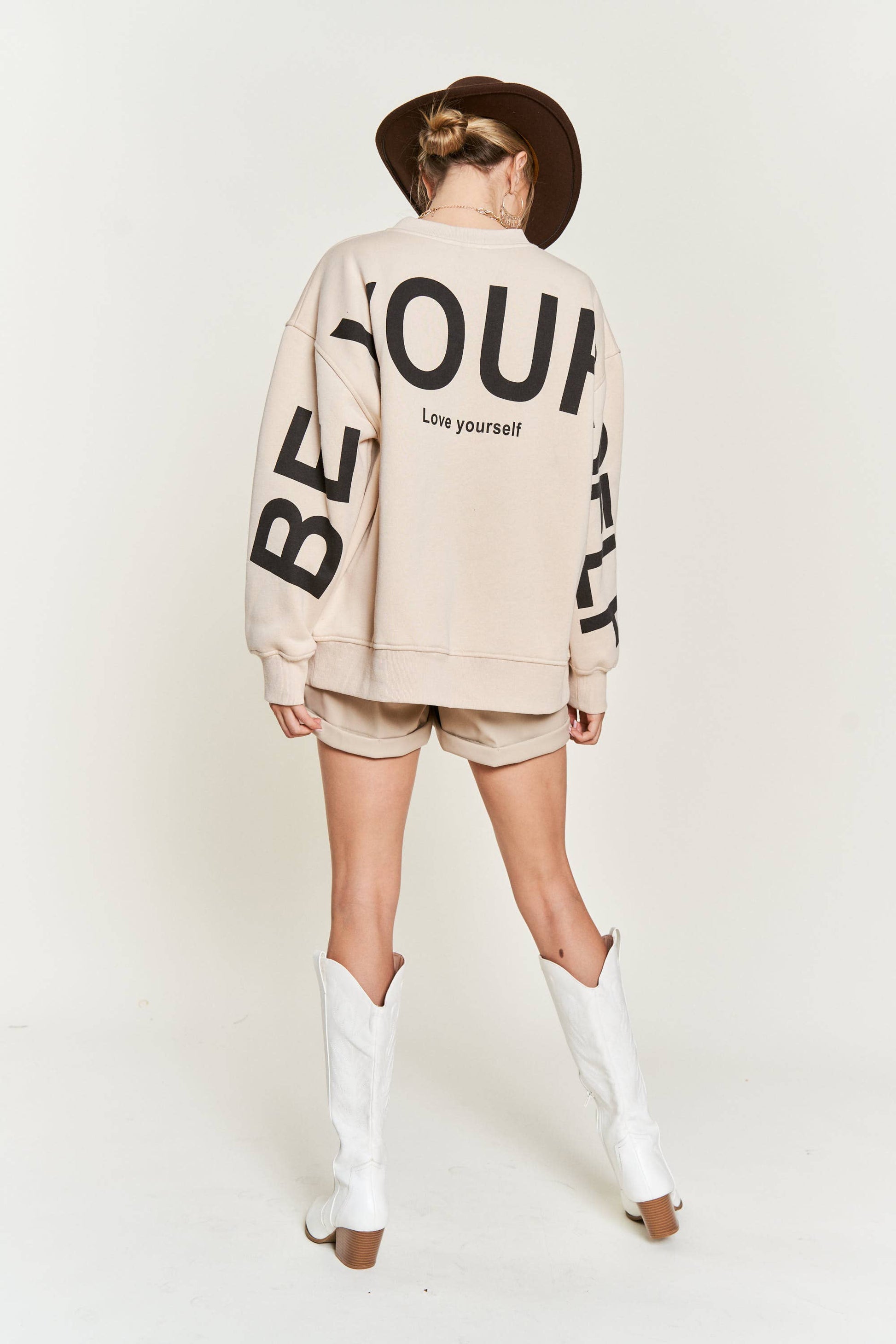 Love Yourself Oversized Brown Sweatshirt - Uniquely Claudia Boutique