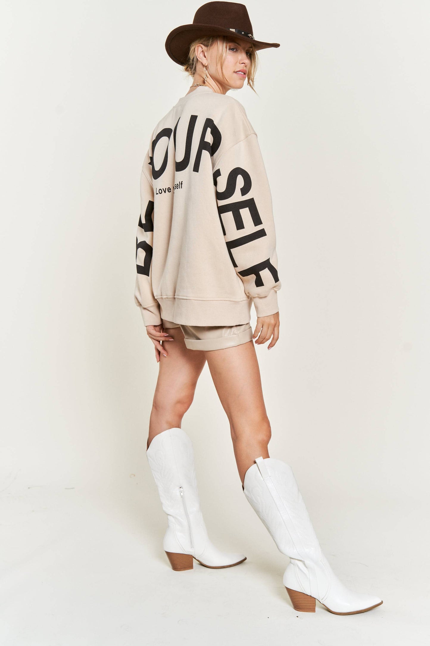 Love Yourself Oversized Brown Sweatshirt - Uniquely Claudia Boutique