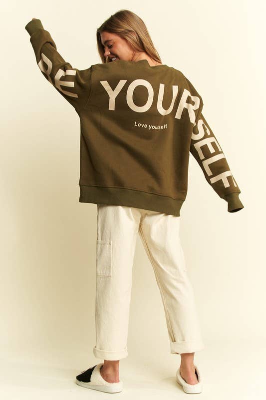 Love Yourself Oversized Brown Sweatshirt - Uniquely Claudia Boutique