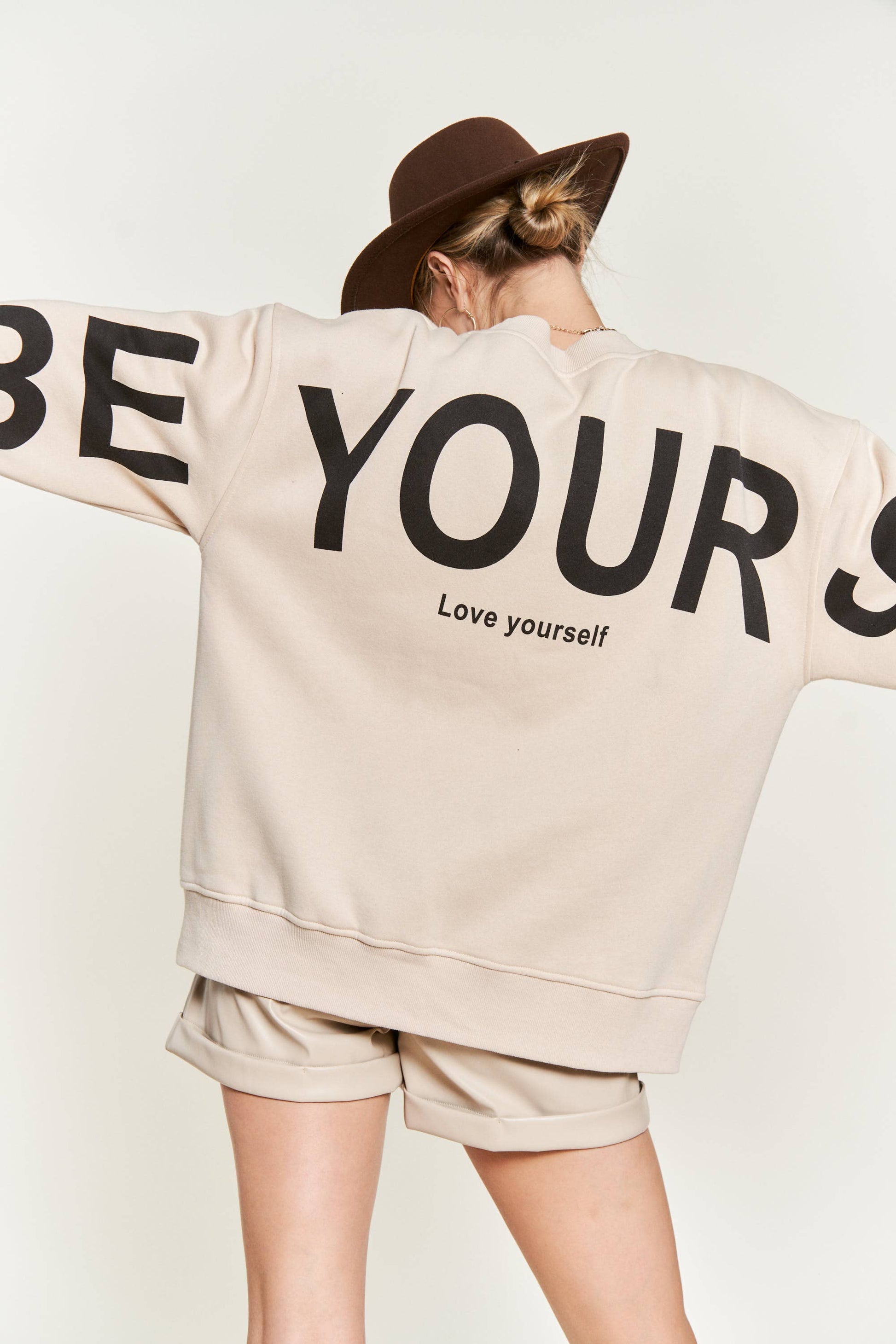 Love Yourself Oversized Brown Sweatshirt - Uniquely Claudia Boutique