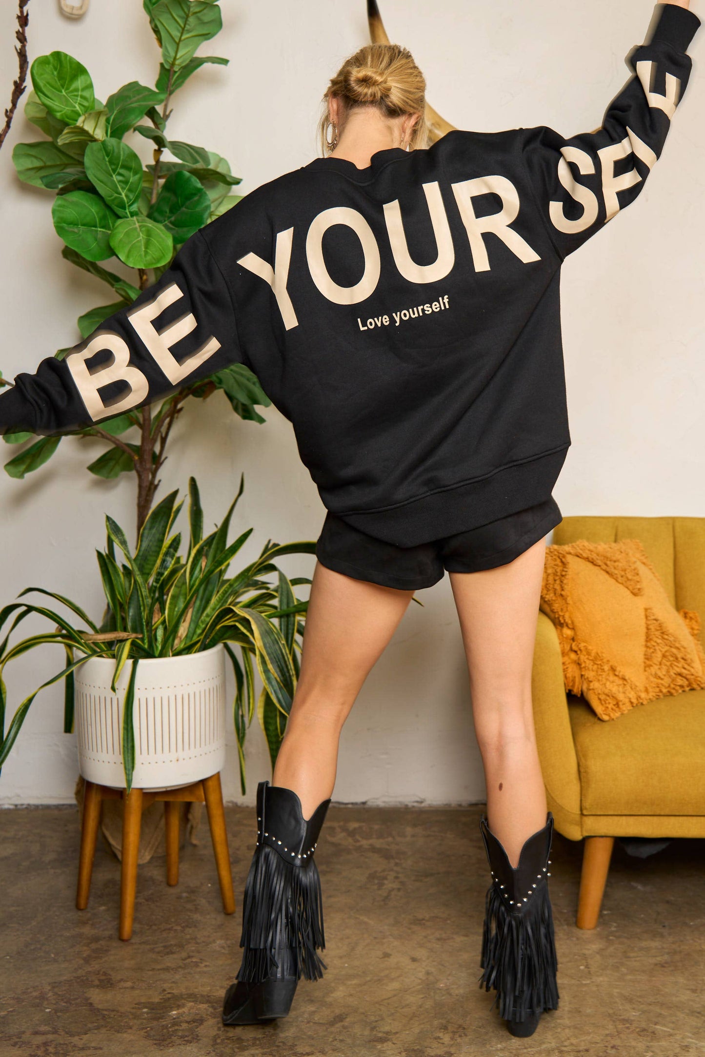 Love Yourself Oversized Brown Sweatshirt - Uniquely Claudia Boutique