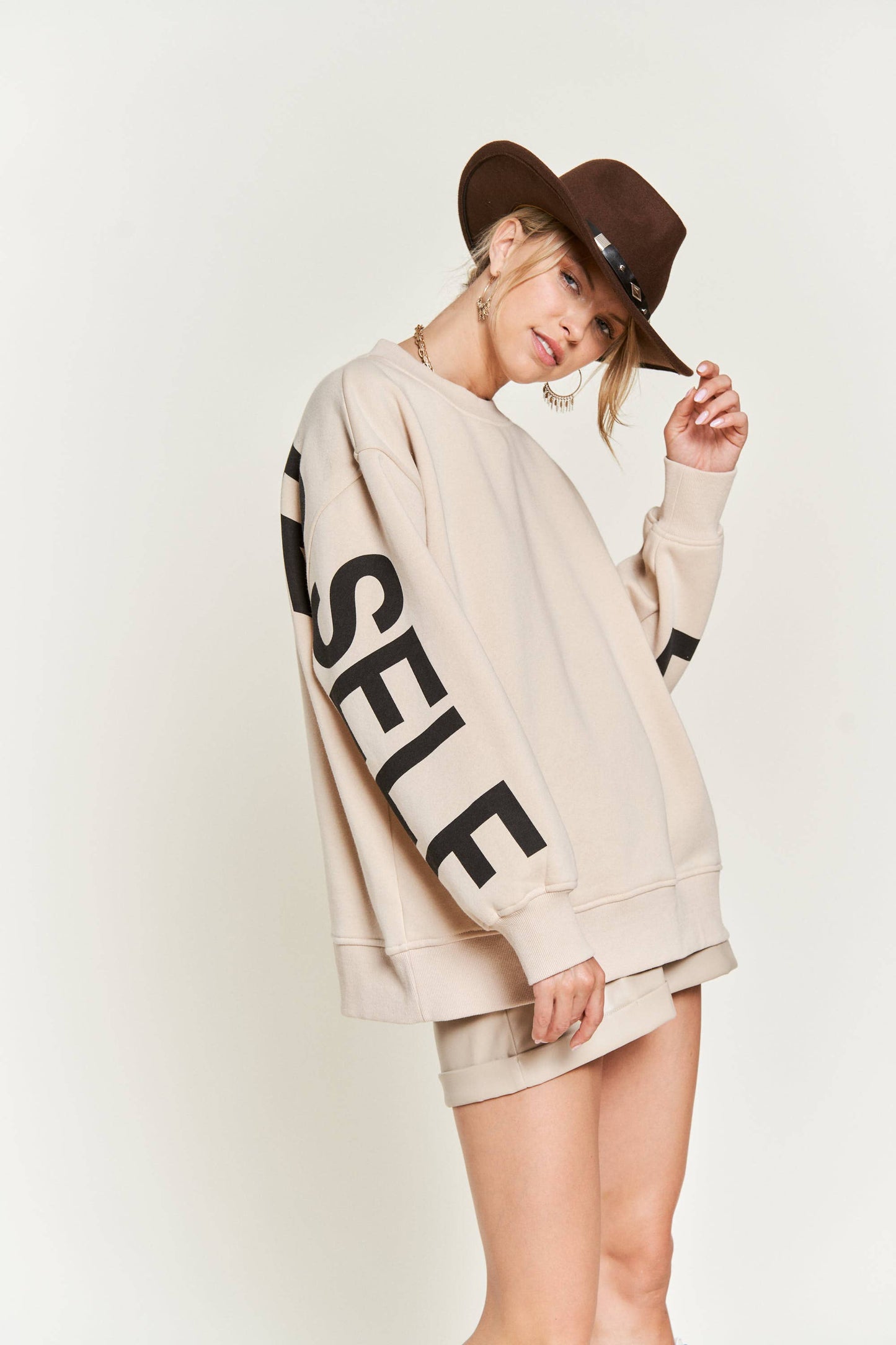 Love Yourself Oversized Brown Sweatshirt - Uniquely Claudia Boutique