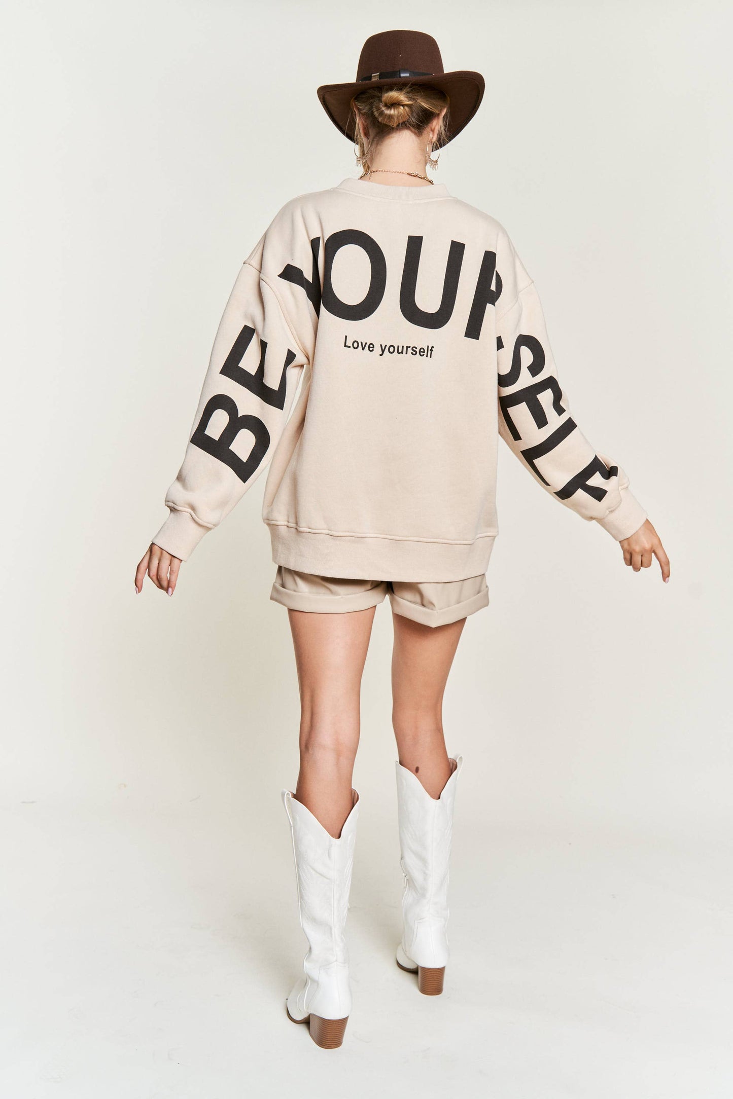 Love Yourself Oversized Brown Sweatshirt - Uniquely Claudia Boutique