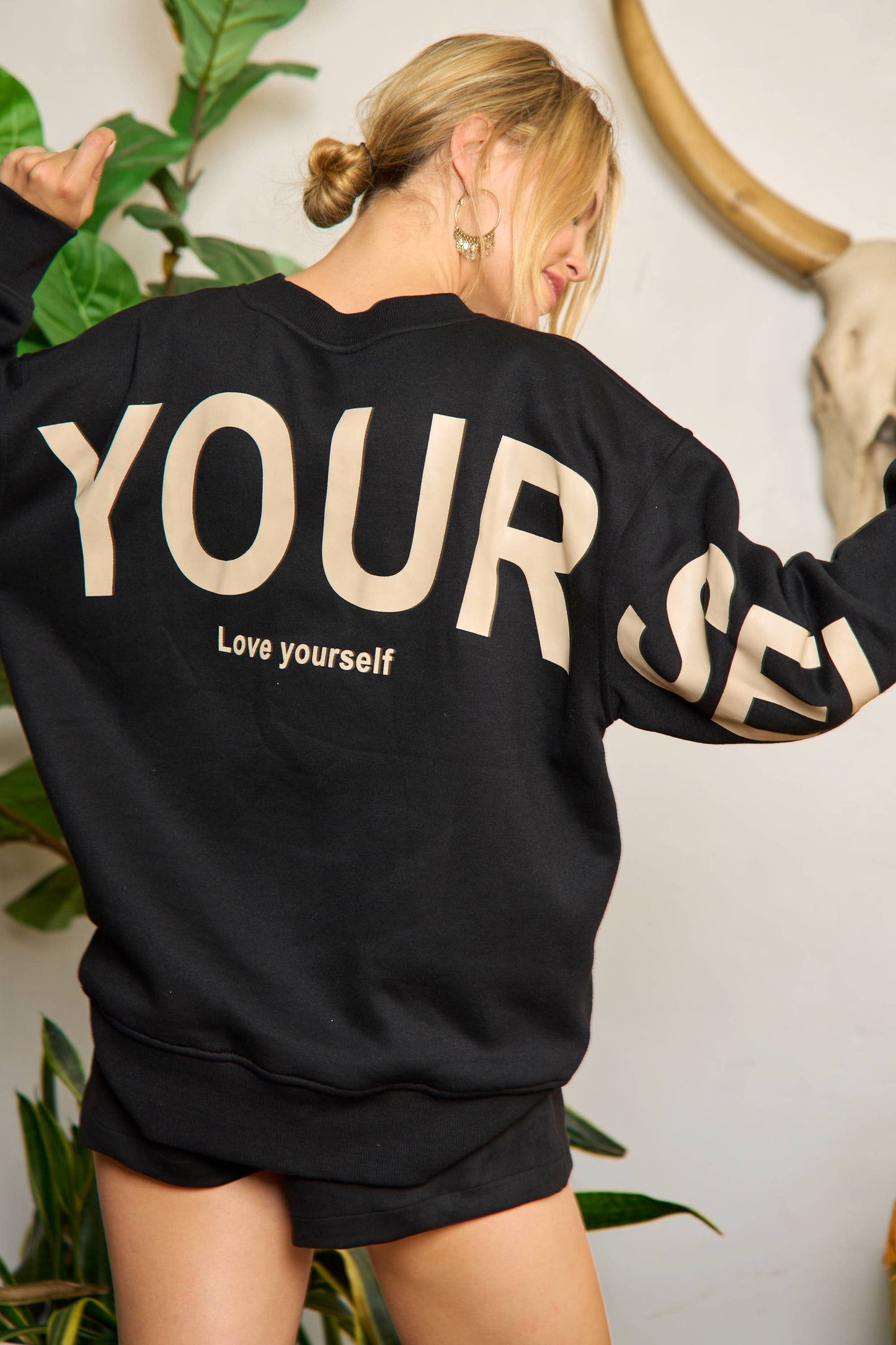 Love Yourself Oversized Brown Sweatshirt - Uniquely Claudia Boutique