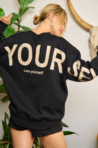 Love Yourself Oversized Brown Sweatshirt - Uniquely Claudia Boutique