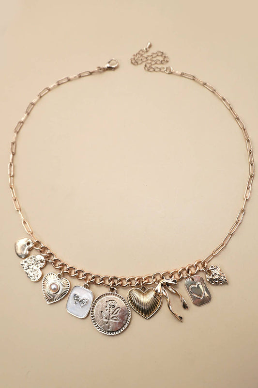 Bow, Heart & Pearls Charm Necklace | Uniquely Claudia
