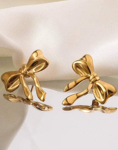 18K Stainless Steel Tarnish-Free Bow Stud Earrings | Uniquely Claudia