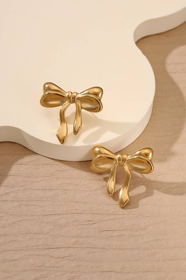 18K Stainless Steel Tarnish-Free Bow Stud Earrings | Uniquely Claudia