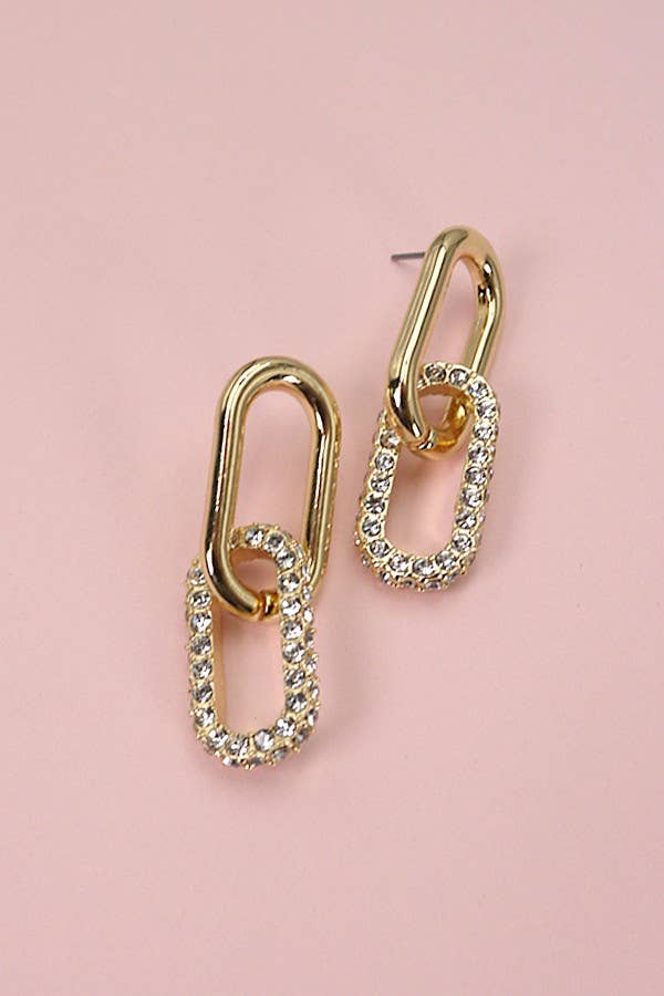 Double Link Rhinestone Earrings | Uniquely Claudia 