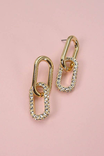 Double Link Rhinestone Earrings | Uniquely Claudia 