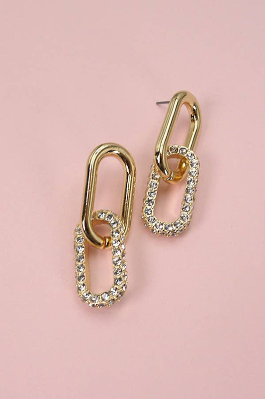 Double Link Rhinestone Earrings | Uniquely Claudia 
