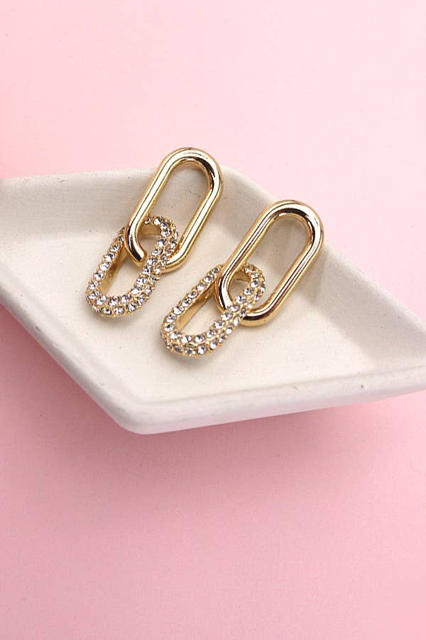 Double Link Rhinestone Earrings | Uniquely Claudia 