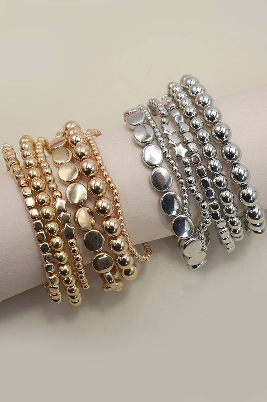 MULTI BALL CHAIN BEAD MIX STRETCHABLE BRACELET |  Uniquely Claudia Boutique