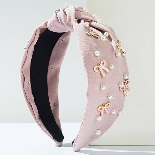 Bow & Pearls Knotted Headband | Uniquely Claudia