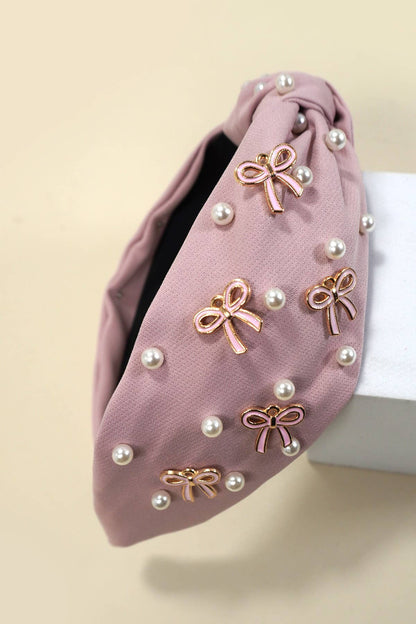 Bow & Pearls Knotted Headband | Uniquely Claudia