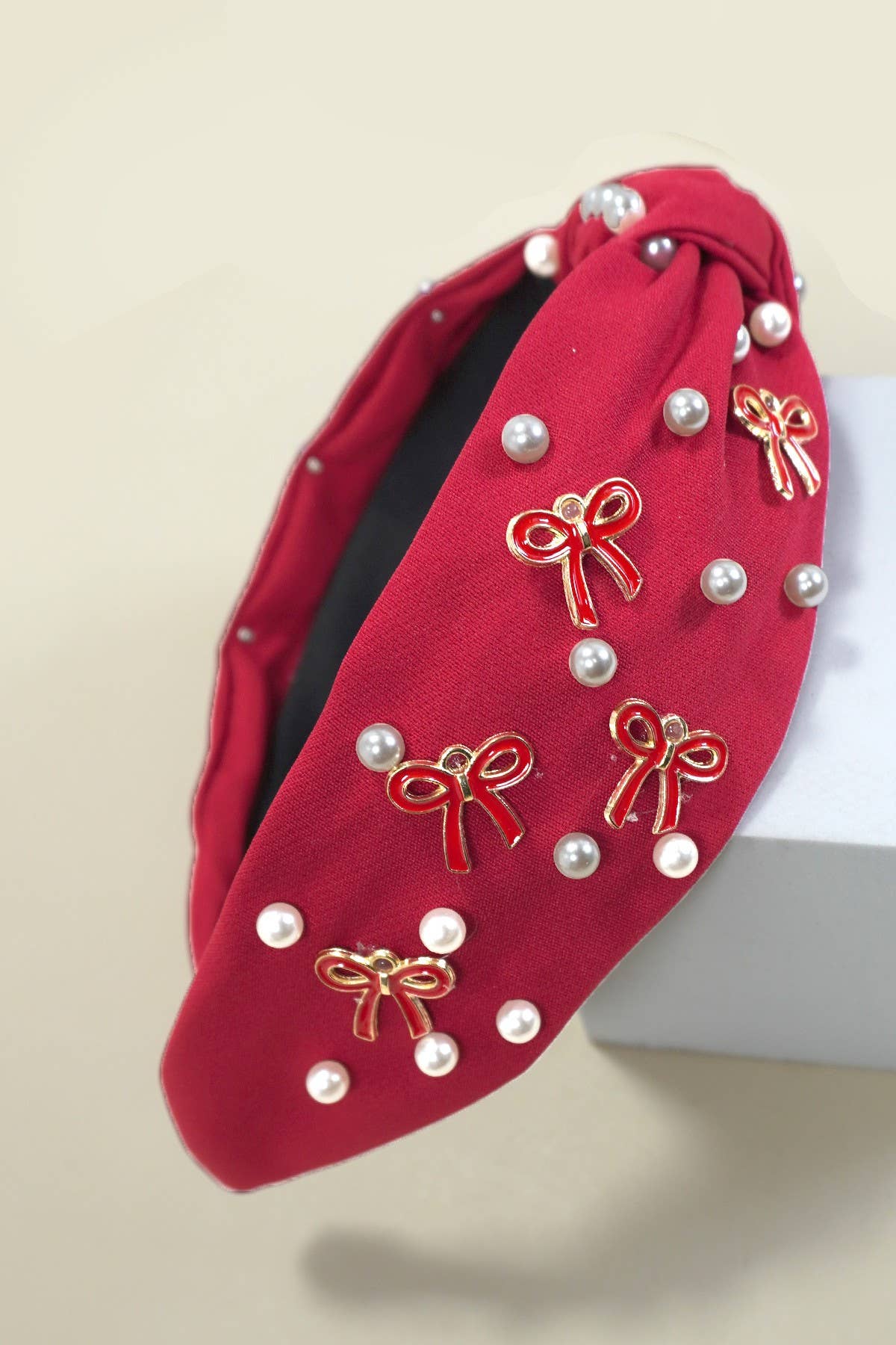 Bow & Pearls Knotted Headband | Uniquely Claudia