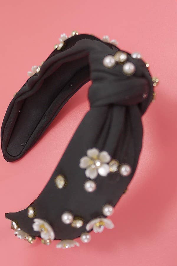 Daisy & Pearls Knotted Headband | Uniquely Claudia 