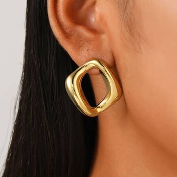 Gold Plated Open Square Studs | Uniquely Claudia