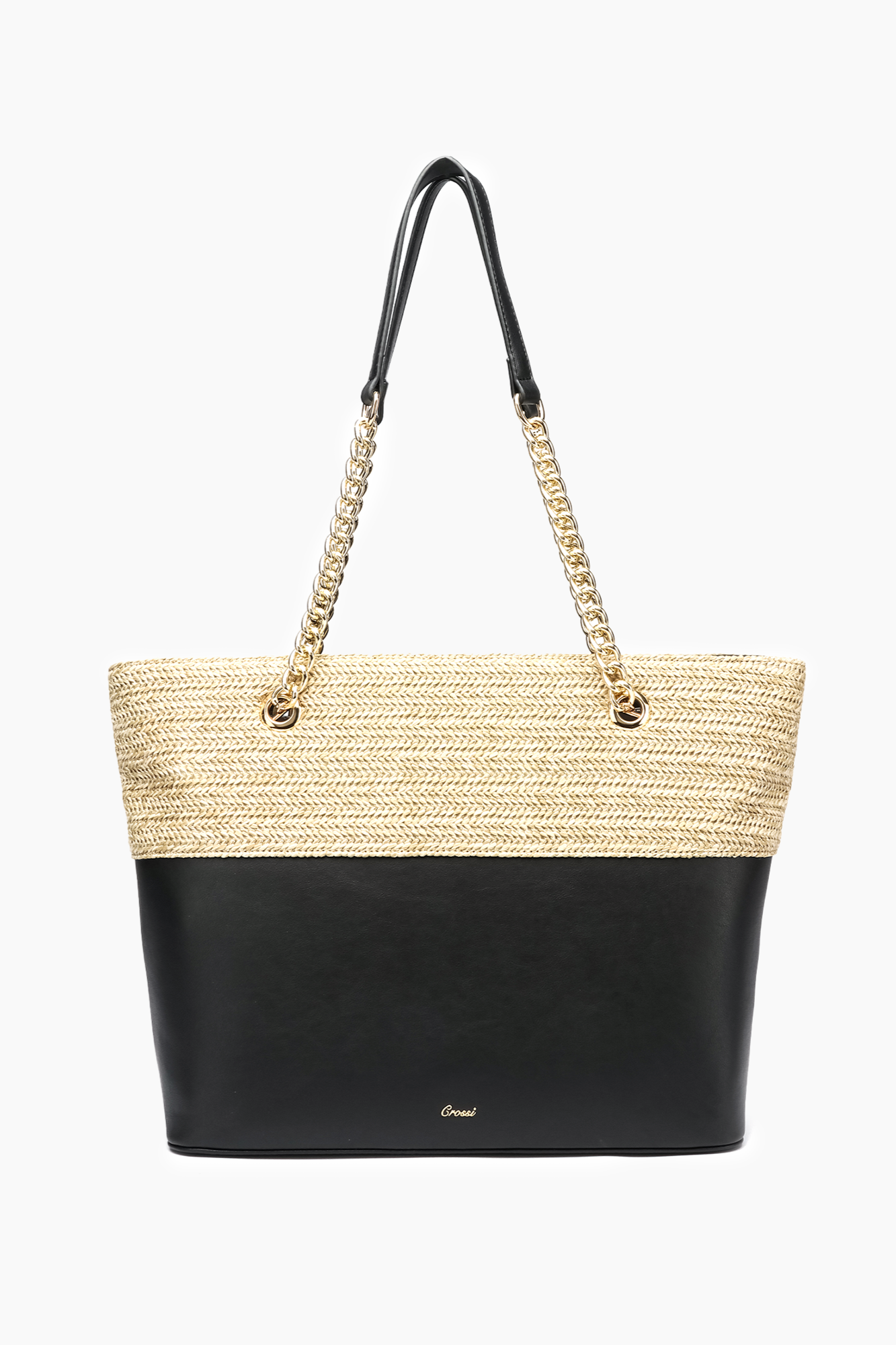 Daisy Bowtie Dual Straw Tote Bag: Black | Uniquely Claudia Boutique 