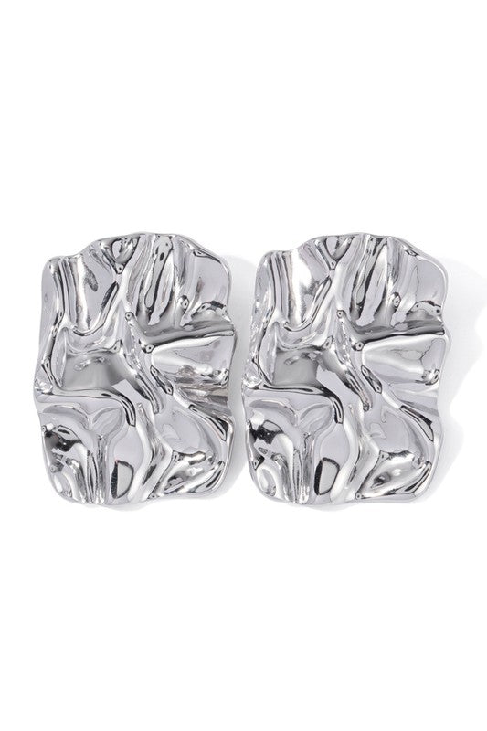 Stainless Steel Geometric Hammered Stud Earrings | Uniquely Claudia Boutique