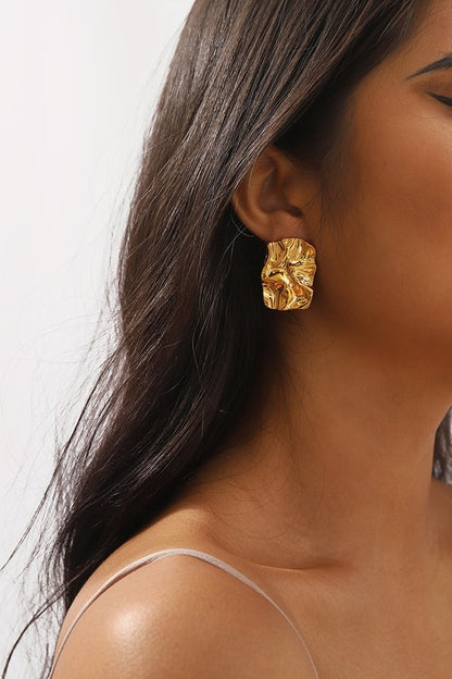 Stainless Steel Geometric Hammered Stud Earrings | Uniquely Claudia Boutique