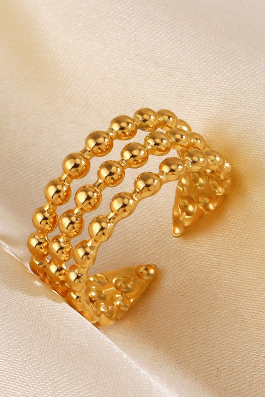 Stainless Steel Triple Beaded Adjustable Ring | Uniquely Claudia 