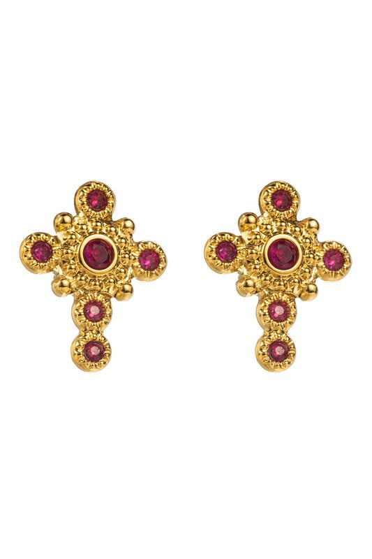 Rhinestone Stainless Steel Cross Earrings | Uniquely Claudia Boutique