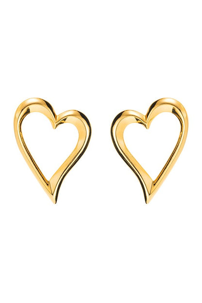 18k Gold Plated Large Hollow Heart Earrings | Uniquely Claudia Boutique