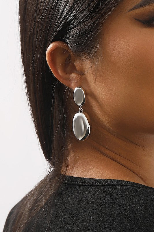 18k Plated Copper Polished Oval Dangle Earrings | Uniquely Claudia Boutique
