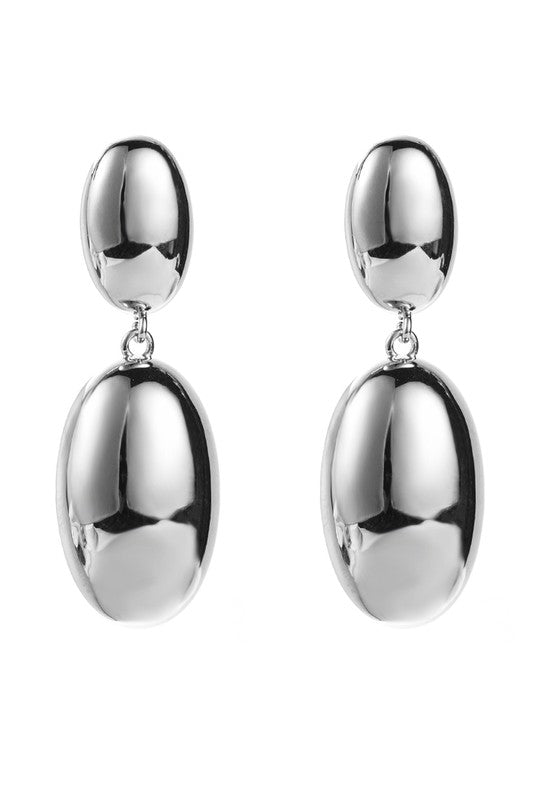 18k Plated Copper Polished Oval Dangle Earrings | Uniquely Claudia Boutique