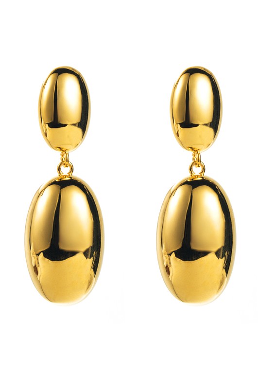 18k Plated Copper Polished Oval Dangle Earrings | Uniquely Claudia Boutique