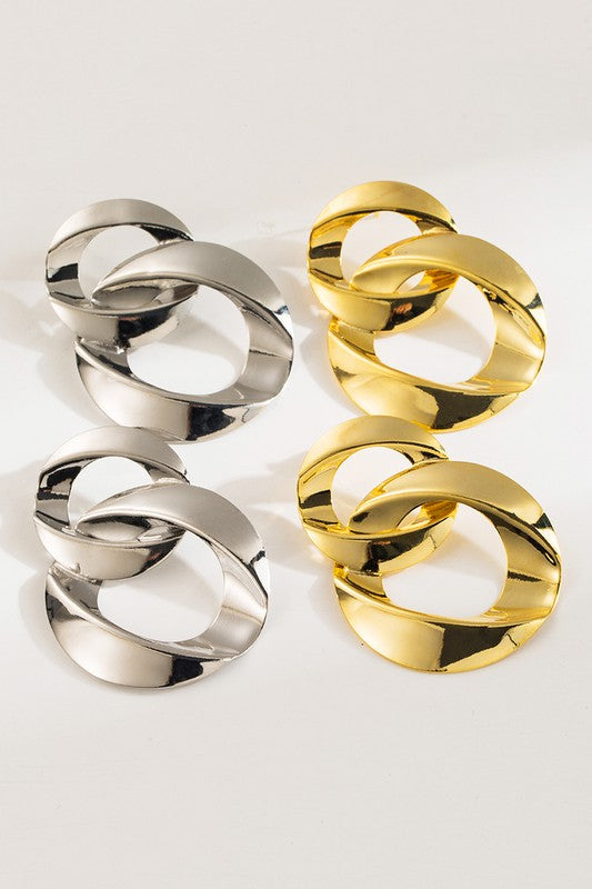 18k Plated Twisted Link Earrings | Uniquely Claudia Boutique