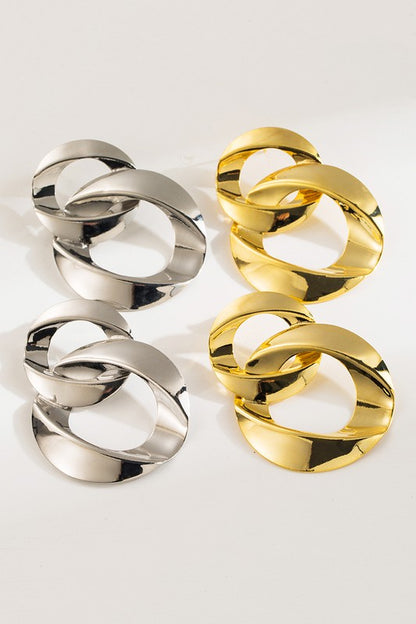 18k Plated Twisted Link Earrings | Uniquely Claudia Boutique