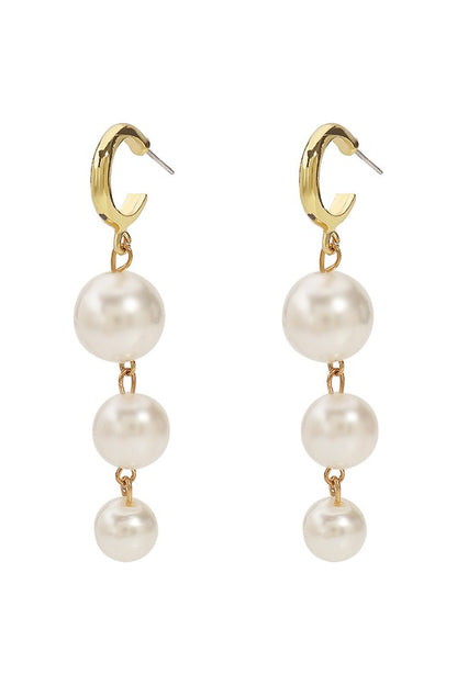 Elegant Layered Pearl Gold-Plated Dangle Earrings - Uniquely Claudia Boutique