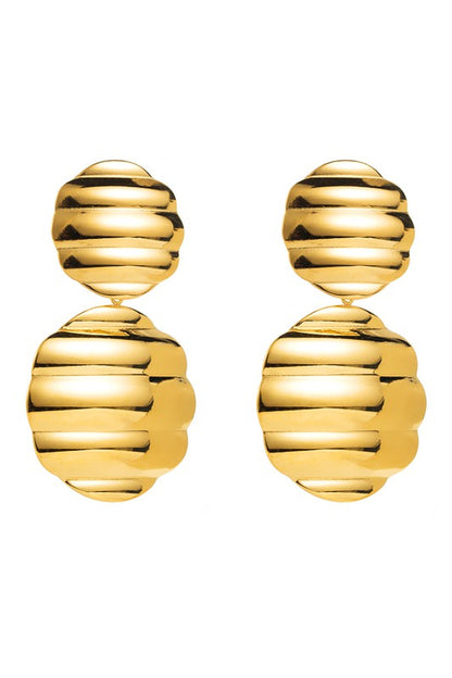 Stainless Steel Striped Oval Square Drop Earrings | Uniquely Claudia Boutique