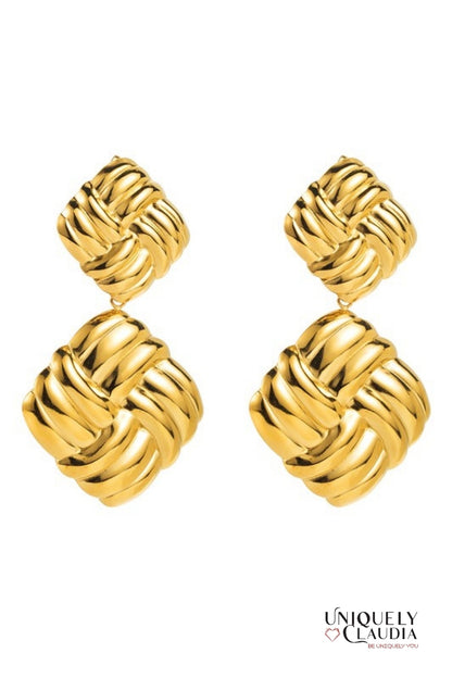 Double Cushion Drop Stainless Steel Earrings - Uniquely Claudia Boutique