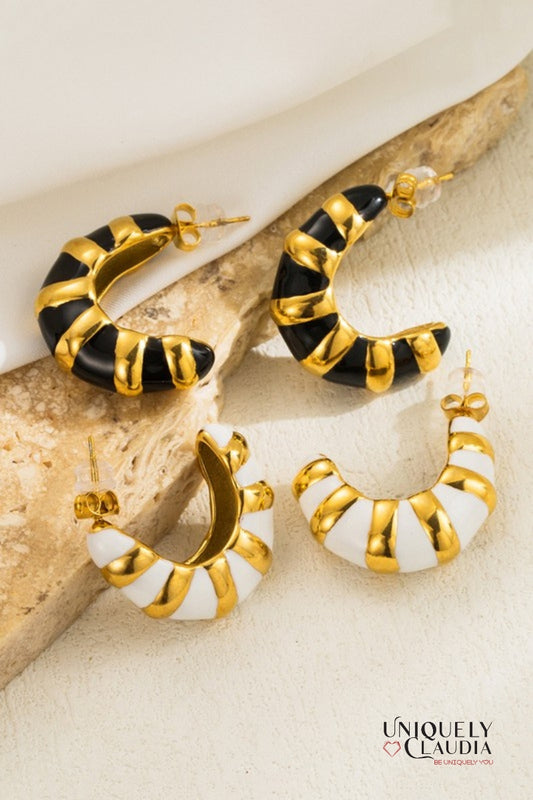 Enamel Open Hoop SS Earrings | Uniquely Claudia Boutique