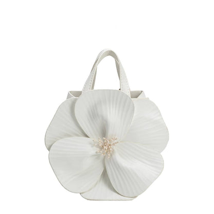 MELIE BIANCO: Monroe White Flower Vegan Leather Top Handle Bag - Uniquely Claudia Boutique