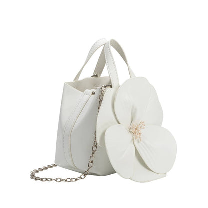 MELIE BIANCO: Monroe White Flower Vegan Leather Top Handle Bag - Uniquely Claudia Boutique