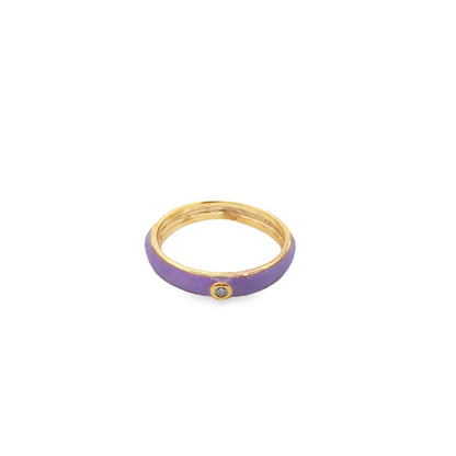 Enamel Ring Band With Single CZ Rhinestone - Uniquely Claudia Boutique