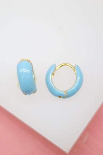 Enamel Huggies Mini Hoop 18K Gold Filled Earrings | Uniquely Claudia Boutique