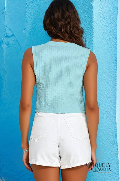 Michelle Crochet Medallion Hem Sleeveless Top