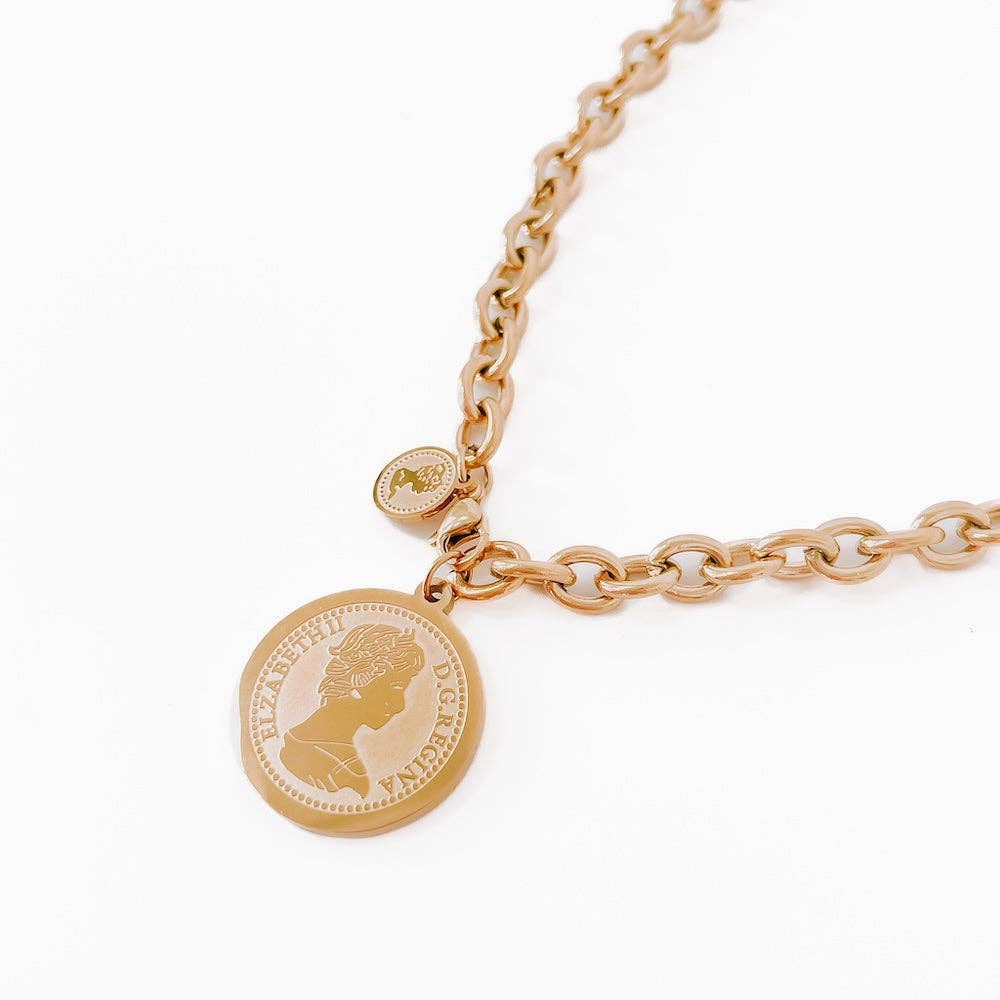 Elegant Elizabeth Coin Chain Waterproof Necklace - Uniquely Claudia Boutique